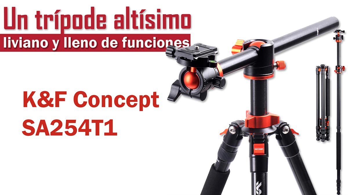 Cabina Araña oportunidad K&F Concept SA254T1, un trípode muy alto preparado para tomas cenitales